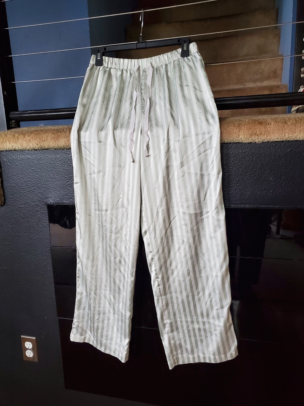 Victoria's Secret Pale Green and White Striped Lounge Pants